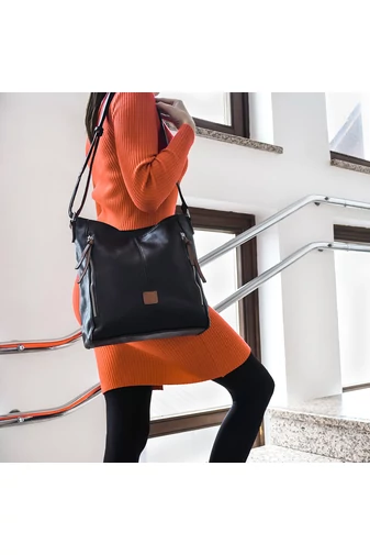 Fekete műbőr Crossbody táska nőknek Bonluo