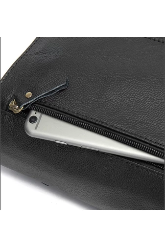 Bonluo Geantă Crossbody De Bărbați Neagră Din Piele Naturală Dimensiune (28*22*6 cm)