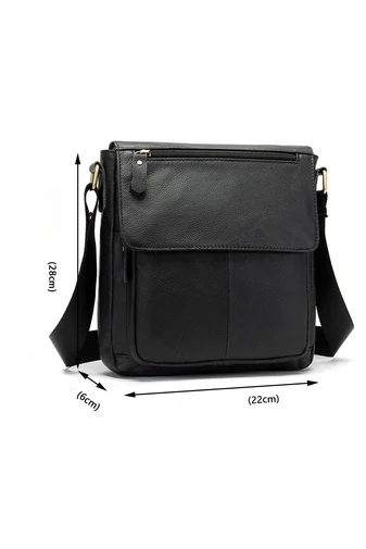 Bonluo Geantă Crossbody De Bărbați Neagră Din Piele Naturală Dimensiune (28*22*6 cm)