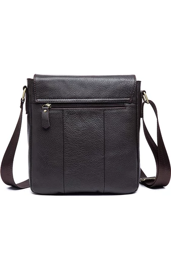 Bonluo Geantă Crossbody De Bărbați Maro Din Piele Naturală Acoperită Cu Coaja De Litchi Calitate Premium Dimensiune (28*22*6 cm)