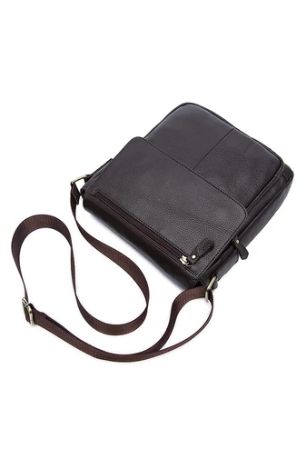 Bonluo Geantă Crossbody De Bărbați Maro Din Piele Naturală Acoperită Cu Coaja De Litchi Calitate Premium Dimensiune (28*22*6 cm)