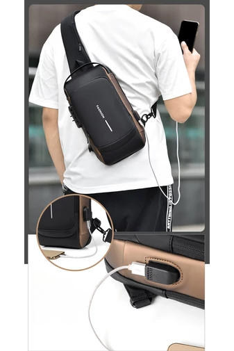Bonluo Geantă Crossbody Neagră Din Imitație De Piele Cu Cifru De Securitate