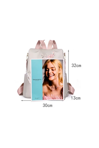 Sötétbézs Vízálló Női Hátizsák Hímzett Virág Mintával (32*30*13cm)