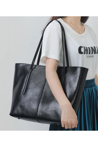Bonluo Geantă De Umăr Maro Din Piele Naturală De Dimensiunea 30*34*13 cm 