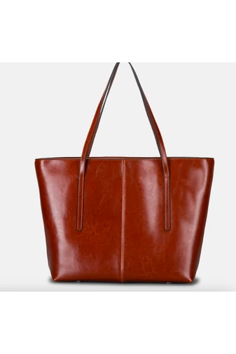 Bonluo Geantă De Umăr Maro Din Piele Naturală De Dimensiunea 30*34*13 cm 
