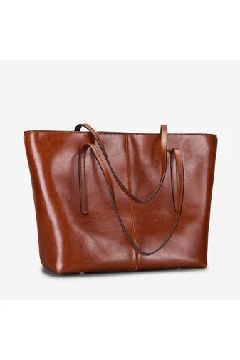 Bonluo Geantă De Umăr Maro Din Piele Naturală De Dimensiunea 30*34*13 cm 