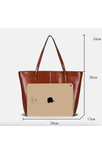 Bonluo Geantă De Umăr Maro Din Piele Naturală De Dimensiunea 30*34*13 cm 
