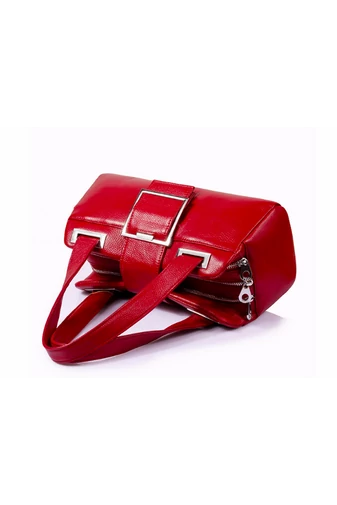 Bonluo Geantă De Umăr/Mână Vișinie Din Piele Naturală Dimensiuni 19*36*16cm