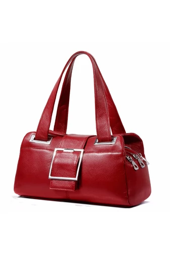 Bonluo Geantă De Umăr/Mână Vișinie Din Piele Naturală Dimensiuni 19*36*16cm