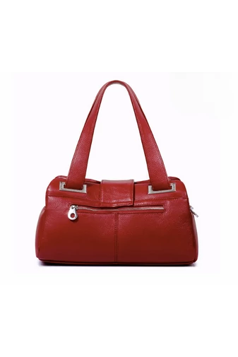 Bonluo Geantă De Umăr/Mână Vișinie Din Piele Naturală Dimensiuni 19*36*16cm