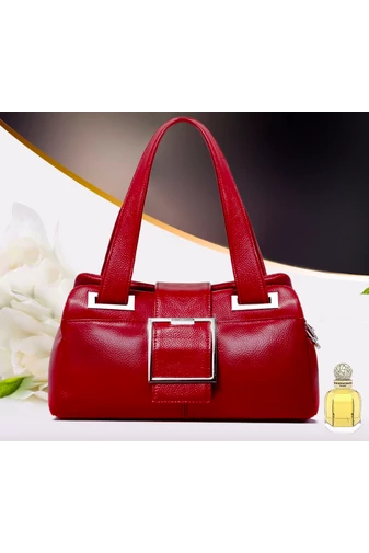 Bonluo Geantă De Umăr/Mână Vișinie Din Piele Naturală Dimensiuni 19*36*16cm