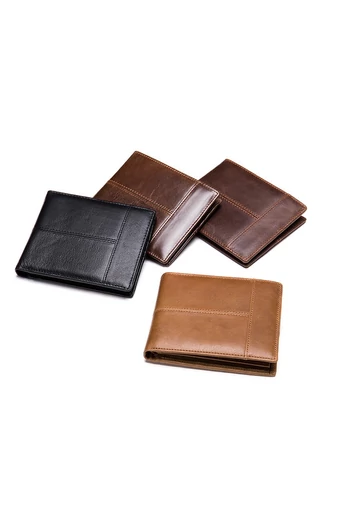 Bonluo Portofel Bărbați Negru Din Piele Naturală Dimensiune (12*10*2cm)