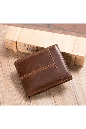 Bonluo Portofel Bărbați Negru Din Piele Naturală Dimensiune (12*10*2cm)