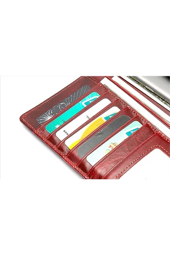 Bonluo Portofel Dama Albastru Închis Din Piele Naturală Dimensiune (19*10*3,5cm)