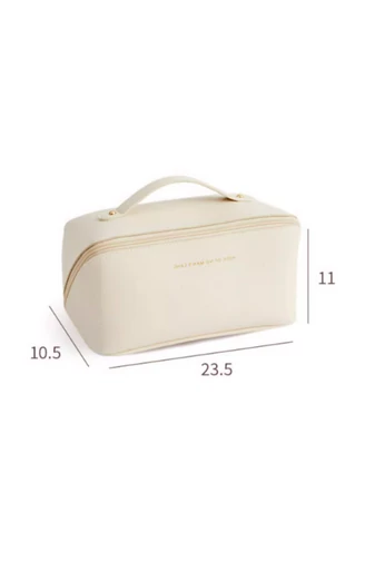 Bonluo Geantă De Cosmetice Bej Din Imitație De Piele Dimensiuni 11*23,6*10,5 cm 
