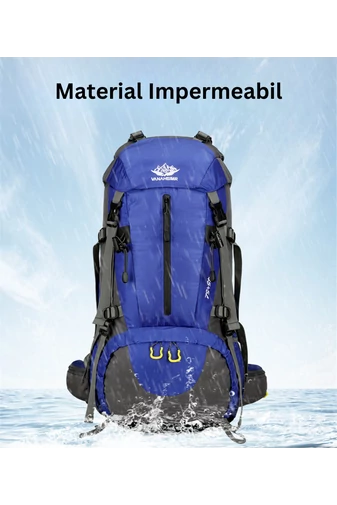 Bonluo Ghiozdan Albastru Închis Impermeabil Pentru Drumeții Cu Compartiment Pentru Pantofi Și Husă Impermeabilă (36-55L)