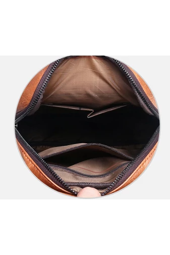 Bonluo Set Geantă De Bărbați Maro Închis Cu Două Portofele Incluse Din Imitație Piele (26*22*6cm) (3BUC)