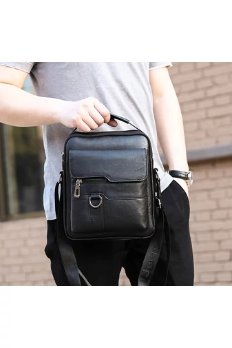Bonluo Set Geantă De Bărbați Negru Cu Două Portofele Incluse Din Imitație Piele (26*22*6cm)