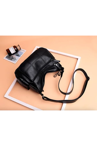 Bonluo Geantă De Umăr Neagră Din Imitație De Piele Dimensiuni 22*28*12cm