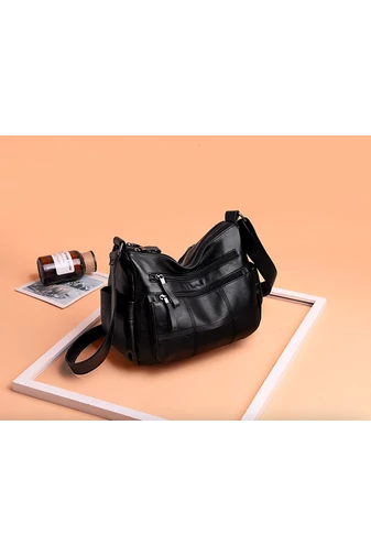 Bonluo Geantă De Umăr Neagră Din Imitație De Piele Dimensiuni 22*28*12cm
