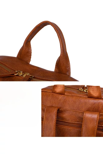Bonluo Rucsac Maro Deschis Impermeabil Din Imitație Piele Dimensiune Mare (38*28*11cm)