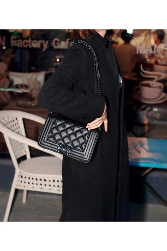 Bonluo Geantă De Umăr/Crossbody Neagră Elegantă Din Imitație De Piele