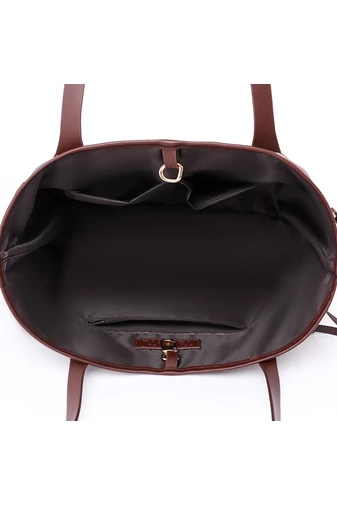 Bonluo Set Geantă De Umăr Maro Cu Model Colorat Și Mini Portofel/Borsetă Din Imitație de Piele (2buc)