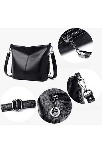 Bonluo Geantă Crossbody Neagră Din Imitație De Piele De Dimensiunea 20*27*10cm