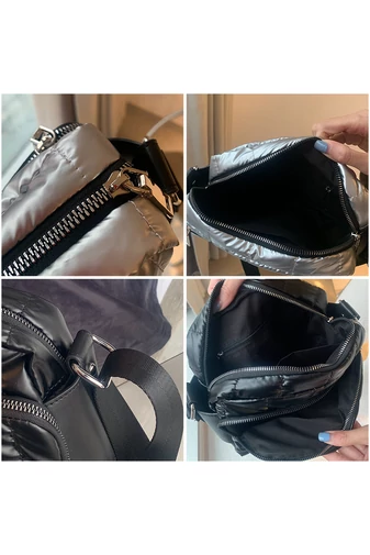 Bonluo Geantă De Umăr/Crossbody Argintiu Metalic Din Material Impermeabil De Dimensiunea 25*20*8 cm 