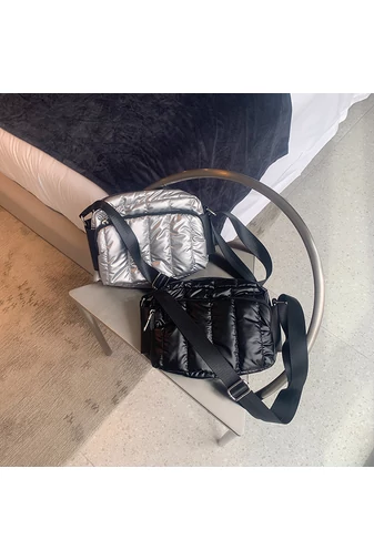 Bonluo Geantă De Umăr/Crossbody Argintiu Metalic Din Material Impermeabil De Dimensiunea 25*20*8 cm 
