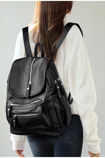 Bonluo Rucsac Damă Negru Din Imitație De Piele De Dimensiunea 34*32*17cm