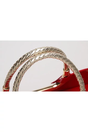 Bonluo Geantă De Mână/Umăr Roșie Din Material Lăcuit Accesorizat Dimensiune (34x15x11cm)