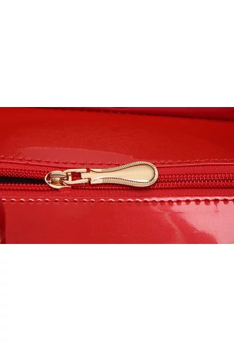 Bonluo Geantă De Mână/Umăr Roșie Din Material Lăcuit Accesorizat Dimensiune (34x15x11cm)
