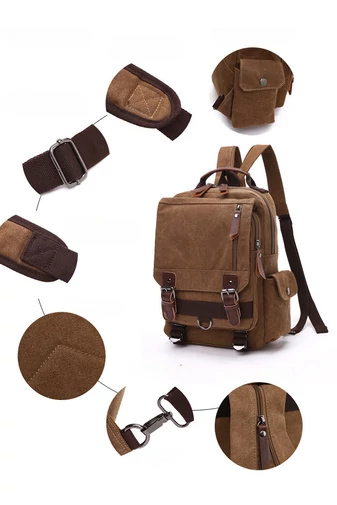 Bonluo Rucsac/Geantă Crossbody Maro Pentru Bărbați Foarte Rezistent Dimensiuni 33*29*11cm