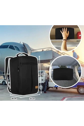 Hátizsák Wizz Air Ryanair méretben (40x25x20cm)Vízálló Fekete