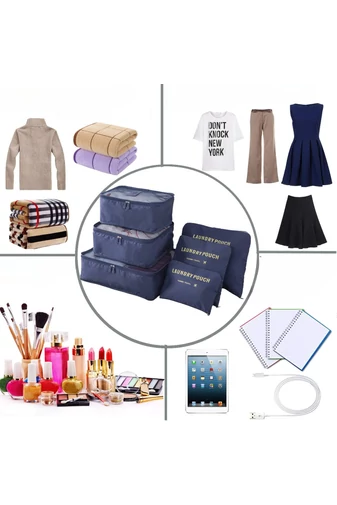 Set Organizator Albastru Închis de Haine pentru Călătorii (6buc)