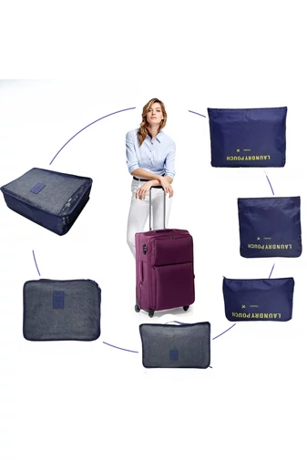 Set Organizator Albastru Închis de Haine pentru Călătorii (6buc)