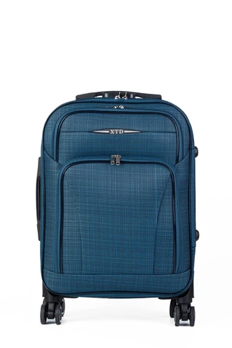 Valiză De Cabină Albastră Cu Roți Detașabile Din Material Textil Dimensiune Wizz-air ( 56x37x17,5cm Cu Roți)