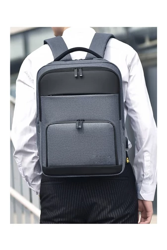 Bonluo Rucsac Gri Cu Atasare La Troler Prevăzut Cu Spațiu USB Multiple Buzunare Dimensiune (43x15x31cm)