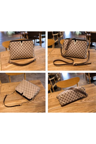 Geantă Crossbody Bonluo Maro Cu Model Din Imitație De Piele Dimensiunea 19*26*9cm  