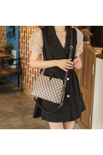 Geantă Crossbody Bonluo Maro Cu Model Din Imitație De Piele Dimensiunea 19*26*9cm  