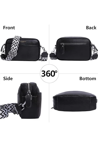 Geantă Crossbody Bonluo Neagra Din Piele Naturală Dimensiune Mică(15*20*7cm)