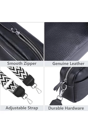 Geantă Crossbody Bonluo Neagra Din Piele Naturală Dimensiune Mică(15*20*7cm)