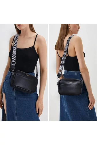 Geantă Crossbody Bonluo Neagra Din Piele Naturală Dimensiune Mică(15*20*7cm)