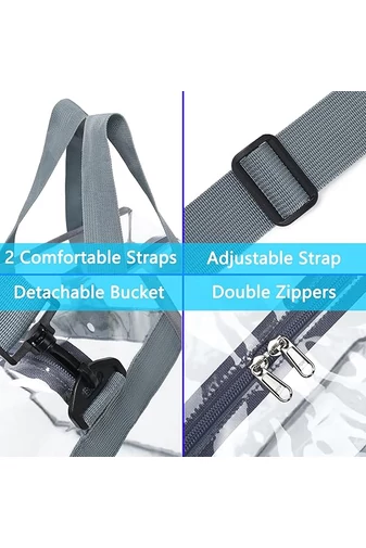Geantă Transparentă Cu Mâner Gri Bonluo Din Material Impermeabil Dimensiune (32*31*15cm)