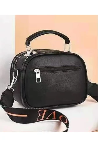 Crossbody Táska Műbőr Fekete 14x20x10cm