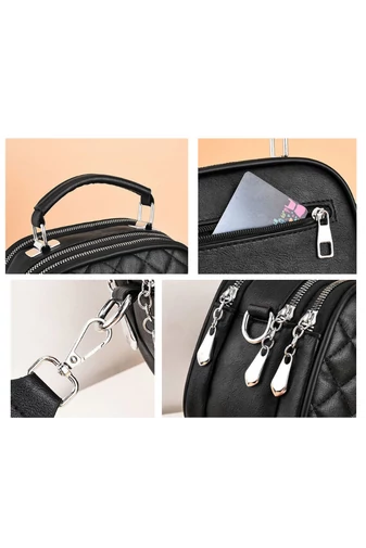 Crossbody Táska Műbőr Fekete 14x20x10cm