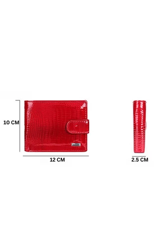 Portofel Bonluo Negru Din Piele Naturală Lăcuită De Dimensiunea 10*12*2.5 cm