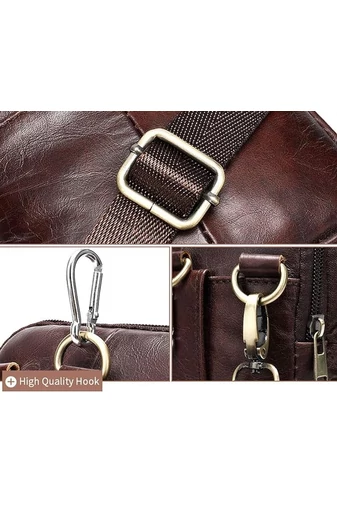 Geantă Crossbody Și Deantă De Brâu Bonluo De Bărbați Maro Din Piele Naturală Dimensiune (20*12,5m)