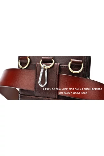 Geantă Crossbody Și Deantă De Brâu Bonluo De Bărbați Maro Din Piele Naturală Dimensiune (20*12,5m)